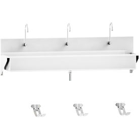 Triple Station Windsor Scrub Sink, Wall Mounted with Foot Action Control, Stainless Steel