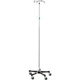 IV Stand, Thumb Control, Aluminum, 67 - 98"H, 4 Hook
