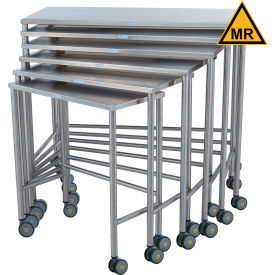 MRI Safe Stainless Steel Nesting Mobile Instrument Tables, 6/Pack