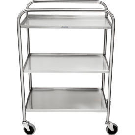 Standard Medium Duty Utility Cart, 3 Shelves, 4 Side Lip, Width Wise Handrails