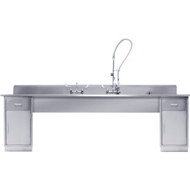 Decontamination Station, 116"W x 30"D, Base Cabinets, 3 Sink Bowls, Faucets