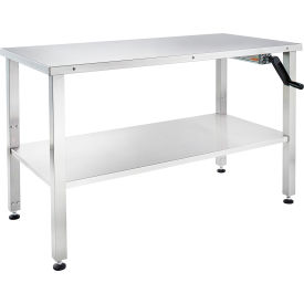 Stainless Steel Mobile Instrument Table, 60 x 30", Undershelf, Hydraulic Adjustable Height