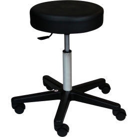 Economy Hand Operated Exam Stool Without Back, 5 Leg Black Base