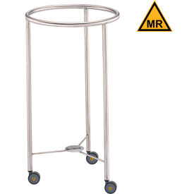 Round Hamper, Stainless Steel, 18" Diameter, 35"H, 2" MR Conditional Casters