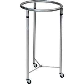 Round Hamper, Stainless Steel, 18" Diameter, 35"H, 2" Hard Rubber Casters