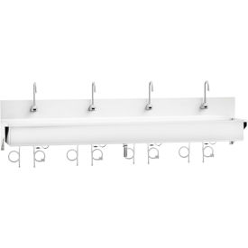 Four Station Windsor Scrub Sink, Wall Mounted with Infrared Water Control, Stainless Steel
