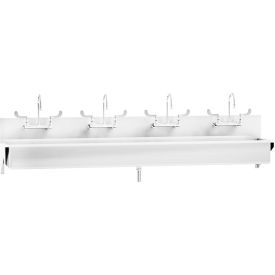 Four Station Windsor Scrub Sink, Wall Mounted with Elbow Action Control, Stainless Steel