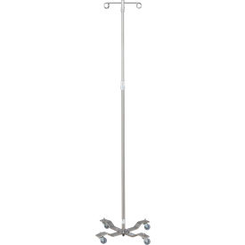 IV Stand, Twist Lock, Stainless Steel, Adjustable Height, 2 Hook