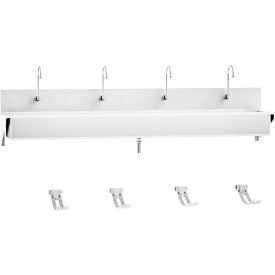 Four Station Windsor Scrub Sink, Wall Mounted with Foot Action Control, Stainless Steel