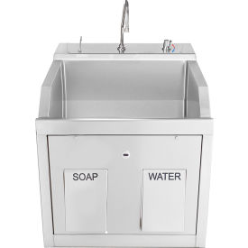 Single Station Wall Mounted Lodi Scrub Sink, Knee Action Control, Stainless Steel
