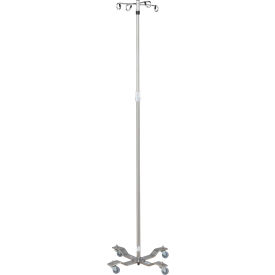 IV Stand, Twist Lock, Stainless Steel, Height (66 - 100"), 4 Hook