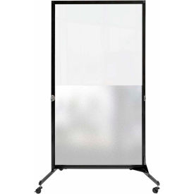 1 Panel Foldable Divider, 6'2"H x 3'4"W, Bottom 1/2 Frosted, Minor Assembly Required