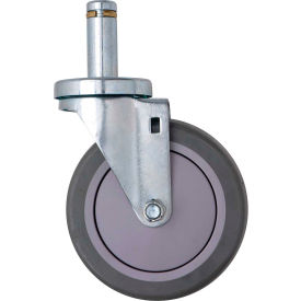 Swivel Casters, 5" Dia, Thermoplastic Resin, 2 with Brake, Gray, Set of 5