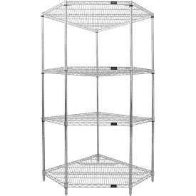 4 Shelf, Chrome Corner Wire Shelving Unit, 36"W x 18"D x 74"H