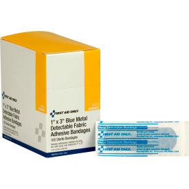 Blue Metal Detectable Fabric Bandages, 1" x 3", 100/Box