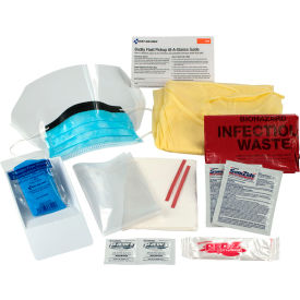 Bloodborne Pathogen Spill Clean Up Kit, Single Use Tray, Corrugate, 14 Piece