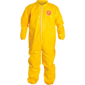 Tychem 2000 Coverall, Elastic Wrist/Ankle, Stormflap, Serged Seam, Yellow, 4X, 12/Qty
