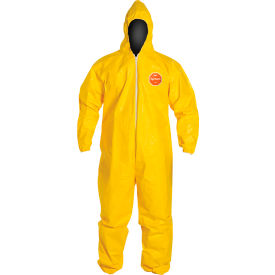 Tychem 2000 Coverall, Hood, Elastic Wrist/Ankle, Stormflap, Bound Seam, Yellow, MD, 12/Qty