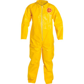 Tychem 2000 Coverall, Front Zipper, Serged Seams, Yellow, MD, 12/Qty