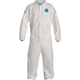 Tyvek 400D Coverall, Elastic Wrist & Ankle, Stormflap, White Blue, 3X, 25/Qty