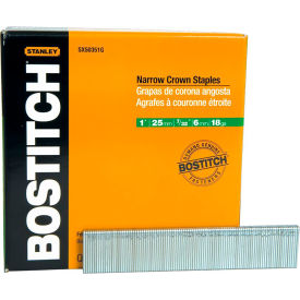 Bostitch 1-1/2" Leg 18 Gauge 7/32" Narrow Crown Finish Staples, 3000/Pack
