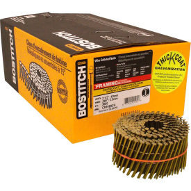 Bostitch 2-1/2" x .099 Ring Shank 15 Degree Coil Framing Nails, Galvanized, 3600/Pack