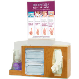 Cover Your Cough Compliance Kit 17.9"W x 22.3"H x 4.45"D, Maple Fauxwood