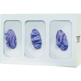 Glove Box Dispenser - Triple - Divided 15.87"W x 10.03"H x 3.81"D, White