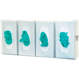 Glove Box Dispenser - Quad - Divided 22.63"W x 10.13"H x 4"D, Clear