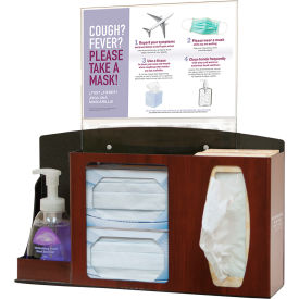 Cover Your Cough Compliance Kit 17.9"W x 19.8"H x 4.45"D, Cherry Fauxwood