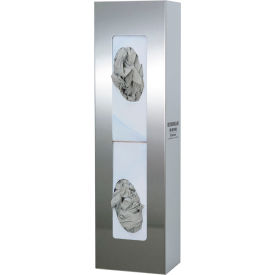 Glove Box Dispenser - Double - Space Saver 5.6"W x 20.03"H x 3.94"D, Stainless