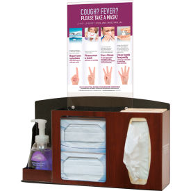 Cover Your Cough Compliance Kit 17.9"W x 22.3"H x 4.45"D, Cherry Fauxwood
