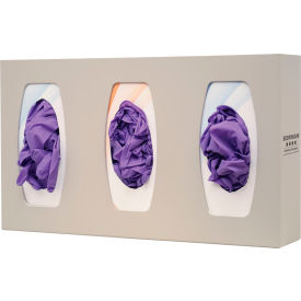 Glove Box Dispenser - Triple - Divided 17.08"W x 10.11"H x 4.22"D, Quartz Beige