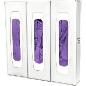Glove Box Dispenser - Triple - Extra Long 15.7"W x 16.1"H x 2.95"D, Clear