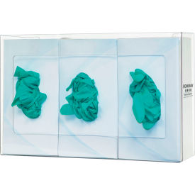 Glove Box Dispenser - Triple 15.95"W x 10.1"H x 3.95"D, Clear