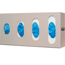 Quad Glove Box Dispenser, Visual Size Indicators 22.5"W x 10.1"H x 3.95"D, Quartz Beige