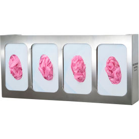 Glove Box Dispenser - Quad - Divided 21.16"W x 10.03"H x 3.81"D, Stainless