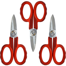 Fiber Optic Insulated Electrician's Scissors, 5-1/2" 3-Pack
