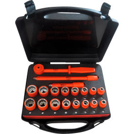 1000V Insulated Combination Socket Set, 1/2" Drive, 19-Piece