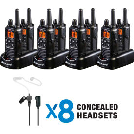 Midland Business Radio Set, 4 Charger & 8 Radios W/ Headsets, Black