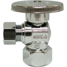 1/4 Turn Angle Supply Stop Valve, Chrome Plated, 1/2" FIP x 3/8" OD Comp