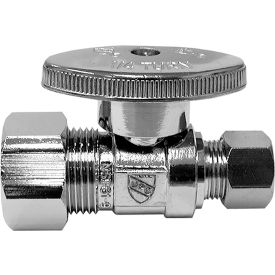 1/4 Turn Straight Supply Stop Valve, Chrome Plated, 1/2" FIP x 3/8" OD Comp