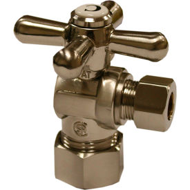 1/4 Turn Straight Stop Valve w/ Cross Handle, Brushed Nickel, 1/2" FIP x 3/8" OD Comp