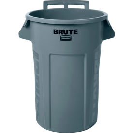 Vented Wheeled Brute Container, 44 Gallon, Gray