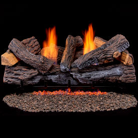 Ventless Dual Fuel Log Set, 30" Stacked Red Oak, 33000 BTU, T-Stat Control