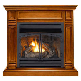 Dual Fuel Ventless Gas Fireplace w/Mantel, 32000 BTU, Remote, Apple Spice