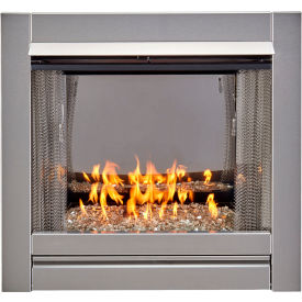 Ventless Stainless Gas Fireplace Insert with Crystal Glass Media - 24000 BTU - Manual Control