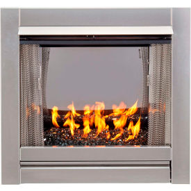 Duluth Forge Ventless Gas Fireplace Insert, 24000 BTU, Manual Ctrl, Black Glass Media