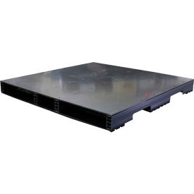 Stackable Closed Deck Pallet, Plastic, 4-Way, 48" x 48", 1500 Lb Stat Cap, Gray, Black