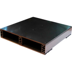Stackable Closed Deck Pallet, Plastic, 2-Way, 24" x 24", 1500 Lb Stat Cap, Gray, Black